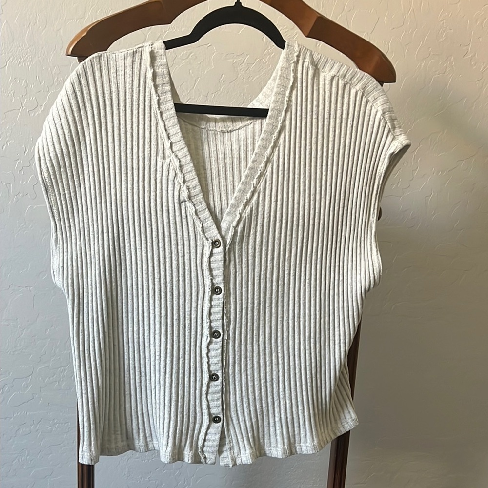 Project Social Reversible Ribbed White Top Size S - Picture 2 of 4